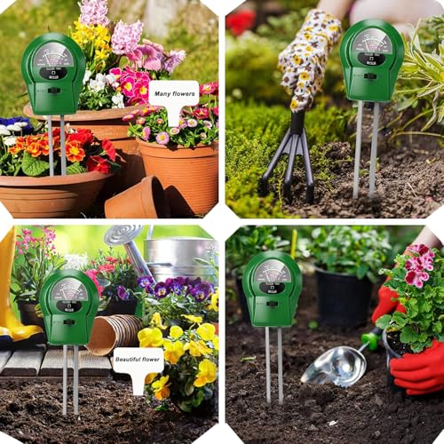 2Pcs Soil Moisture Meter,3 in 1 Moisture Meter for Plants, Tester for Moist, Light,Nutrients, pH, Soil Test Kit, Great for Garden, Lawn, Farm, Indoor & Outdoor Use, No Battery Required
