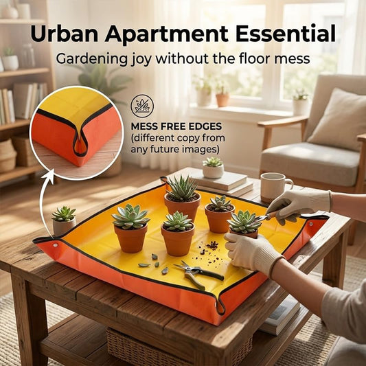 Plant Repotting Mat, 26" x 26" Thickened Waterproof Gardening Mat for Indoor Plants, Foldable Square Potting Tray for Succulent Transplanting and Mess Control, Orange - color: Orange, size: 26"x26"