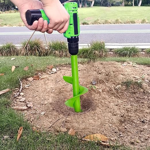 3.5"x16" Green Garden Auger Drill Bit for Planting, Post Hole Digger - color: Green, size: 3.5"x16"