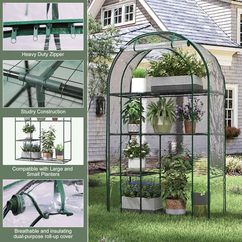 4-Tier Mini Greenhouse for Outdoors, 40" x 18" x 63" Portable Green House - color: White, size: 63" x 40"