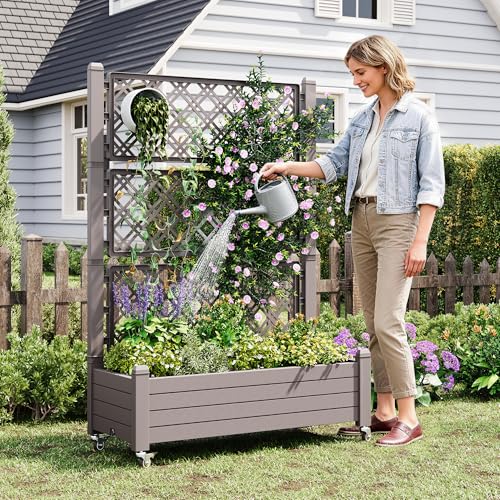 Elevated Raised Garden Bed with Wheels, Medium Gray -61.2" h - color: Medium Gray, size: 61.2"h
