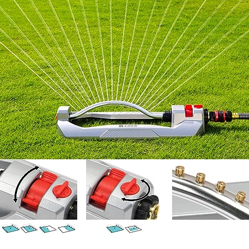 Eden 94115 Metal 2-Way Oscillating Sprinkler for Lawn and Garden w/Quick Connect Starter Set, 20 Brass Nozzles, Covers up to 4,300 sq. ft
