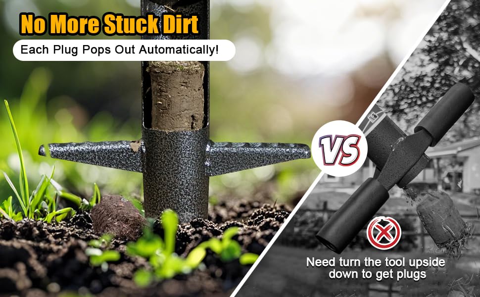 Bulb Planter & Sod Plugger - 34" Long Handle Grass Plugger Tool for Lawn Repair, Heavy Duty Garden Hole Digger with Easy Plug Release for Zoysia Plugs, Bare Spots, Tulip Planting,Turf Transplanting - color: Gray