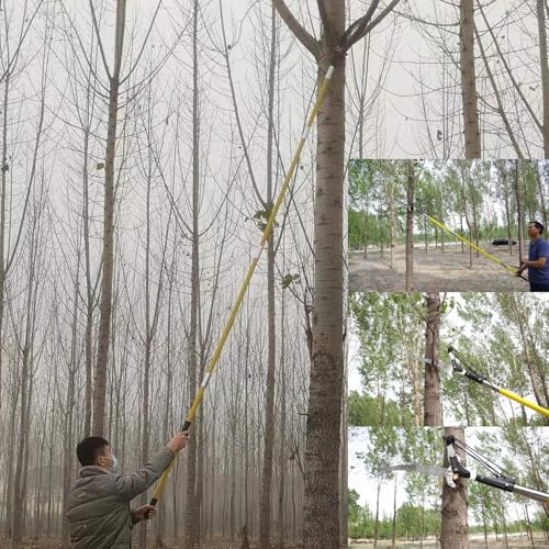 30Ft Tree Pole Pruner, 2025 Upgraded Spring Manual Branches Trimmer for Garden Tools Loppers Hand Pole Saws Extendable Height with Knives and Storage Pocket
