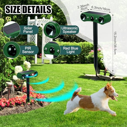 Qualirey 4 Pack Solar Ultrasonic Animal Repellent Outdoor Waterproof