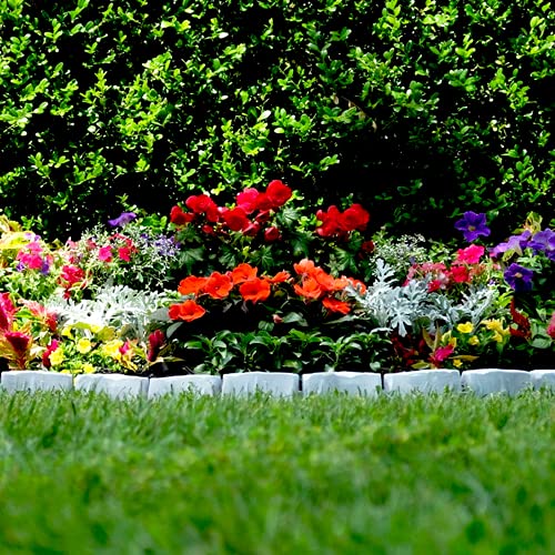 EasyFlex No-Dig Landscape Edging with Anchoring Spikes, 2.7 in. Tall Decorative Stone-Look Garden Border, 15 Foot Kit, Light Gray (3602G-15C) - color: Light Gray, size: 15 Foot