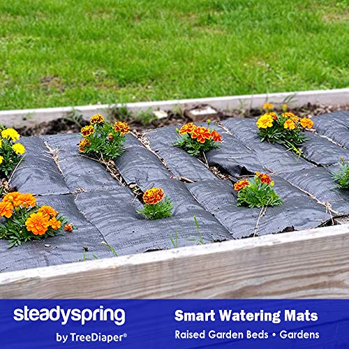 SteadySpring® Smart Watering Garden Mat for Raised Garden Beds 30-Day Irrigation Auto Refills with Rain for Gardens, Tomato Plants, Flowers (2-Pack)