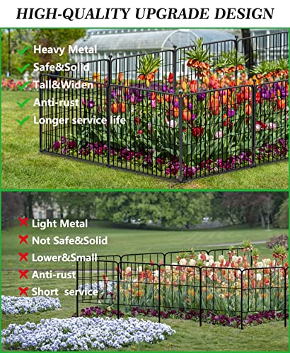 Decorative Black Metal Fencing Garden Fence with Gate, 4.5ft(L) 32in(H) 2 Fence Panels No Dig Fence Rustproof Animal Barrier Fence Temporary Dog Panels Fencing Outdoor - size: 4.5ft-24"H(2 Panels+2 Rods)