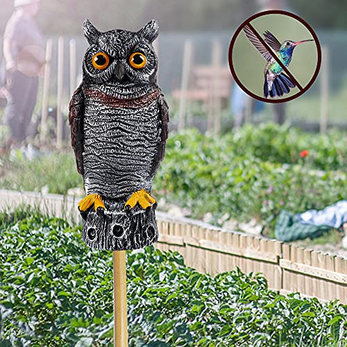 Hausse Fake Owl Decoy Bird Scarecrow Sculpture, 13.6 Inch Plastic Horned Owl Bird Deterrents, Garden Protectors, Nature Enemy Pest Repellent for Outdoor Garden Yard - size: 1 Pack, 13.6 Inch