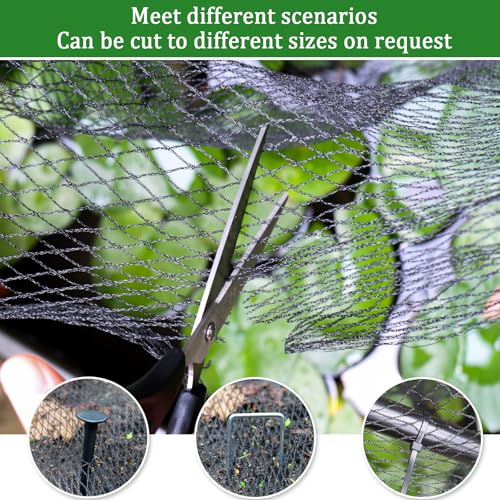 Bird Netting for Garden,8 X 65 Ft Reusable Protective Garden Netting Cover for Plants Fruit Trees Vegetables, 5/8in Mesh Heavy Duty Poultry Fence Animal Barrier with Ties and Staples - size: 8 X 65 Ft