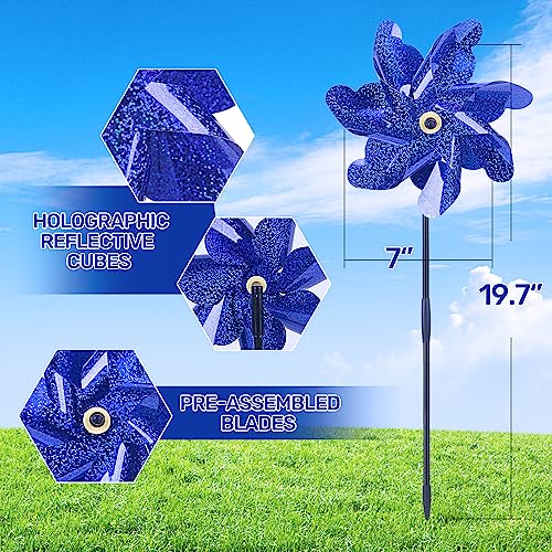 BATTIFE Preassembled Reflective Pinwheels for Yard & Garden, Blue, 10 Pack - color: Blue, size: 10 Pack