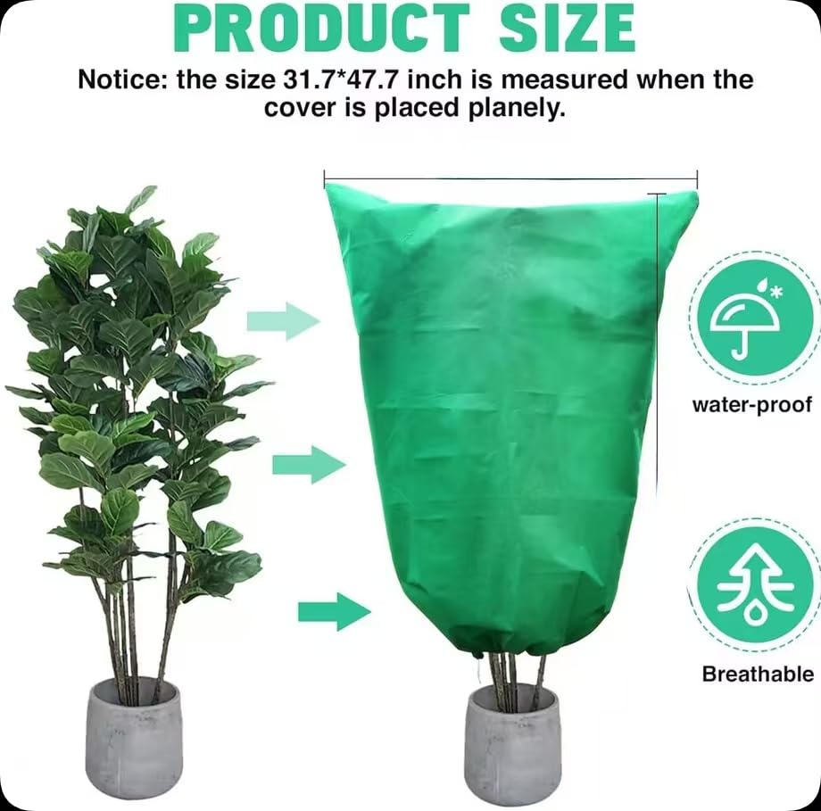BADASS SHARKS Winter Plant Covers Protection Bag Non-Woven Shrub Against Cold Protecting Bags for Outdoor Garden Yard Plants Frost Pouches Tree Covers with Zipper Drawstring (31.5 * 47.2in-2PCS) - size: 31.5*47.2in-2PCS