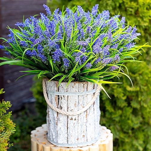 AXYLEX Artificial Lavender Outdoor, 20 Bundles Fake Plants (Purple) - color: Purple