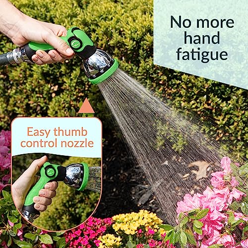 ALMA Garden Hose Nozzle Sprayer with Thumb Control On Off Valve - 10 Spray Pattern Garden Hose Sprayer Nozzle - Perfect Water Hose Nozzle for Outdoor