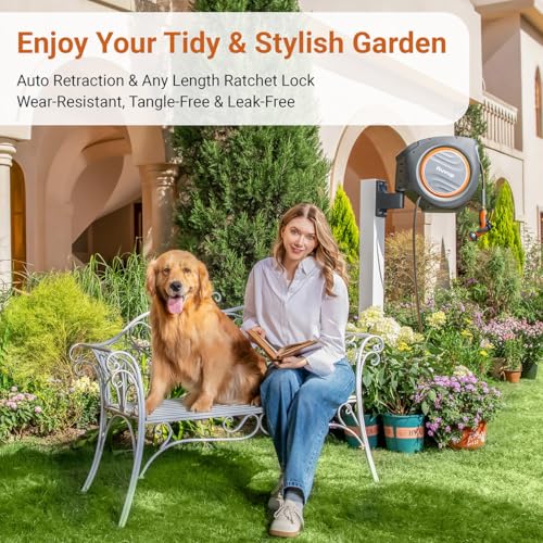 Ruvup Garden Hose Reel 1/2"x150ft Retractable Water Hose With Metal Bracket - size: 1/2" 150ft