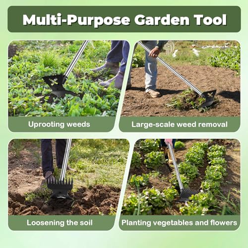 NICOFPHY Larger Weed Puller Tool with Long Handle for Garden, Yard and Lawn