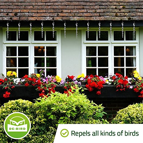 De-Bird Acrylic Bird Scare Rods - Reflective Glare Deterrent & Outdoor Bird Repellent - Humane Fruit Tree Deterrent - Easy Install Kit - Pack of 12, Silver - size: 12Pack-Bird Scare Rods