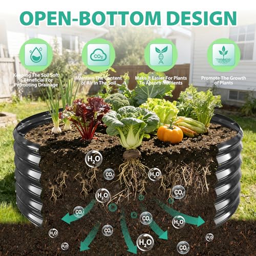 YSEJOMP 17" Tall 48" Diameter Round Raised Garden Bed Kits Outdoor Black - color: Black, size: 48 Dia X 16.5 inches