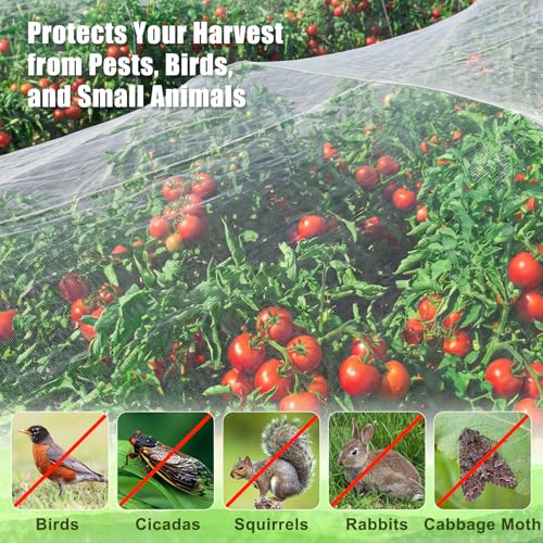 FEED GARDEN Garden Netting 8x10FT Ultra-Fine Mesh PE Cover for Vegetables Fruits Garden Row Cover Raised Bed Durable Protection from Birds Animals - color: White, size: 8 x 10 Feet