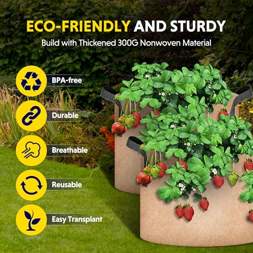 iPower Plant Grow Bag 10 Gallon 6-Pack Heavy Duty Fabric Pots, 300g Thick Nonwoven Fabric Containers Aeration with Nylon Handles, for Planting Vegetables, Fruits, Flowers, Tan 2024 Version - color: Tan, size: 10 Gallon