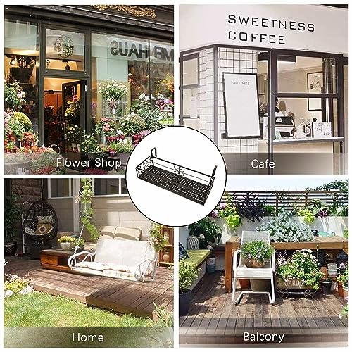 Hanging Railing Planter with Hooks, Iron Hanging Planter Holder, Balcony Plant Holder Railing Shelf Fence Hanging Flower Bucket for Outdoor Garden Window Porch Patio (23.6 x 7.8 x 4.7 Inch)