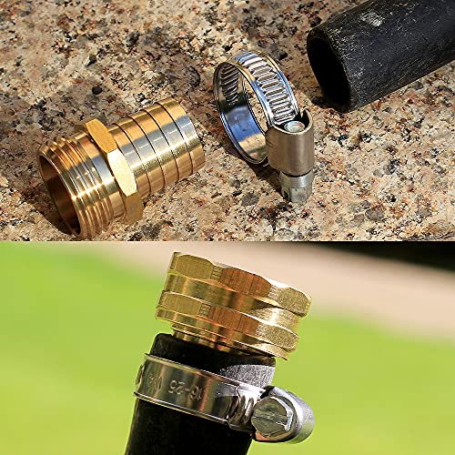 Solid Brass Garden Hose Repair kit Connector with Stainless Steel Clamps, Male Adapter/Female Garden Hose Swivel Fitting… (3/4" Barb x 3/4" Male -2 Sets) - size: 3/4" Barb x 3/4" Male -2 Sets