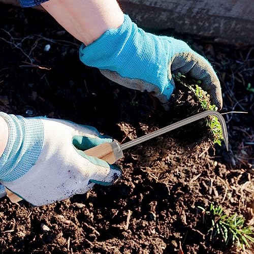 YARNOW Single Claw Hook, Manganese Steel Root Remover with Wooden Handle, Garden Weeding Tool for Digging, Weeding, and Gardening Tasks (Khaki)