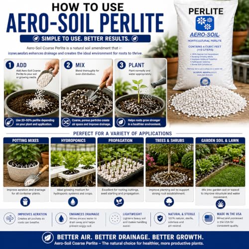 AeroSoil Perlite Premium Horticultural Grade Soil Additive Drainage and Growth - Coarse 4 Cubic Foot 4 Pack - color: 4 PACK