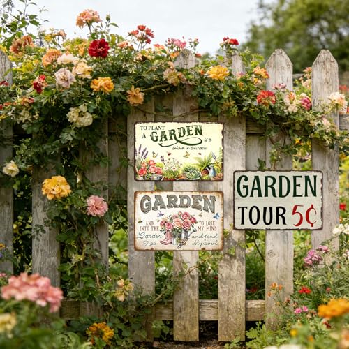 Garden Signs for Outside Plants Garden Wall Art Decor Gardening Gifts Decorative Outdoor to Plant A Garden Is to Believe in Tomorrow Tin Sign Metal Flower Garden Yard Signs Greenhouse Decor 8x12 Inch - color: Garden Signs 02
