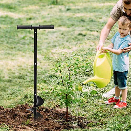 Manual Post Hole Digger, Hand Auger Drill Post Hole Digger with 6 Inch Spiral Drill Bit Garden Hole Digger with Gloves for Planting Bulbs Seedlings Bare-Rooted Trees and Shrubs
