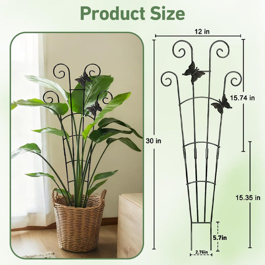 30in Plant Trellis for Potted Plants Indoor, Butterfly Adorned - size: 32.6in/butterflies 2P