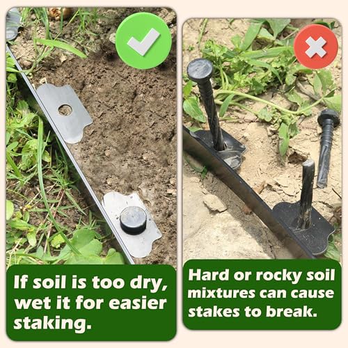 Gardzen 30 pcs Landscape Edging Anchoring Spikes, 6 inches Yard Lawn Paver Edging Stakes for Weed Barrier, Garden Fence, Artificial Turf (Pack of 2), Black - size: 30 pcs (Pack of 2)