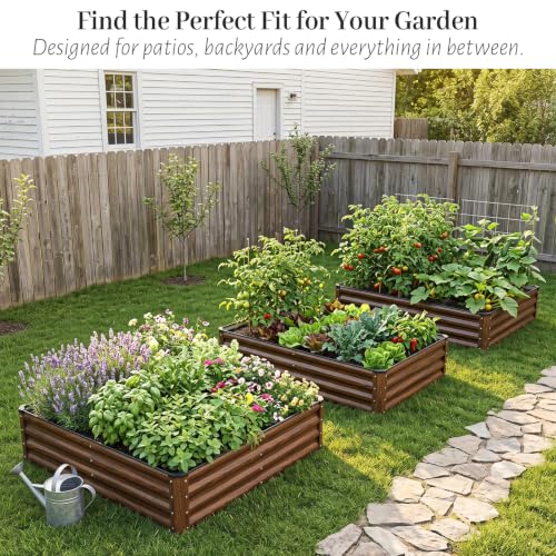 SnugNiture Galvanized Raised Garden Bed 6x3x1FT Outdoor Large Metal Planter Box Steel Kit for Planting Vegetables, Flowers - color: Brown, size: 6x3x1FT