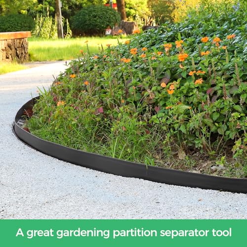 3IN x 50FT Landscape Edging Border with 75 Spikes, Plastic Edging for Landscaping, No Dig Garden Border Edging Kit for Flower Beds, Lawn, Yard, Paver Pathway - size: 3 In x 50 FT