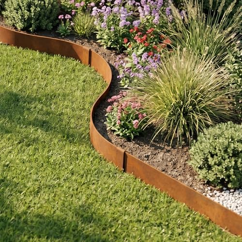 WORTH Garden 20ft Landscape Edging Pre-Rusted 14-Gauge Corten Steel - color: Without Edge Trim
