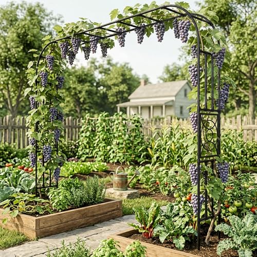 Heavy Duty Garden Arch Trellis,118.1 x 98.4 in, with Lattice - size: 118.1"W x 98.4"H