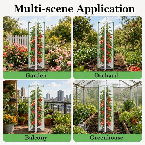 Halatool Garden Tomato Plant Cover Netting, Fits 55–72" Tomato Cages - size: 61 Inch