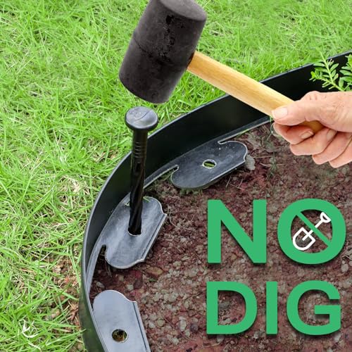 2-Inch x 50 FT Landscape Edging Border with 75 Spikes, Garden Edging Border Lawn Edging Border, Plastic Edging Border Flexible for Garden Flower Beds Lawn Yard Paver Pathway (Black) - color: Black, size: 2 In x 50 FT