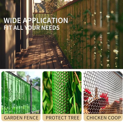Wire Mesh Fence Roll 15.7in x 16.4ft,Green PVC Garden mesh Sheet Plant Barrier Netting Temporary Fencing for Poultry Netting Fence Dogs, Rabbit, Animal Floral Net Protection