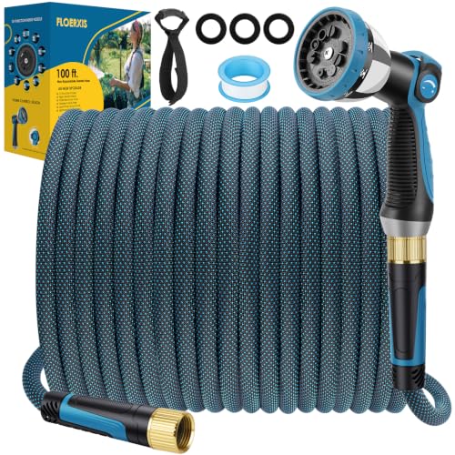 Non-Expandable Garden Hose 100 ft, Lightweight Flexible Anti-Kink - color: Blue, size: 100ft