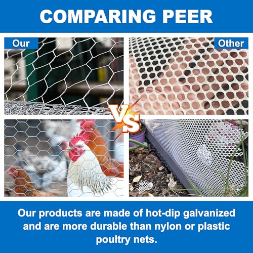 Chicken Wire for Plants,16inx33ft Poultry Fencing Wire Netting Galvanized Hexagonal Mesh for Floral Arrangements, Craft Projects,Pet Rabbit Chicken Fencing - size: 16inx33ft/16inx394in