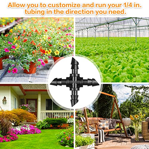 Gardrip Drip Irrigation Cross Fittings: 45 Pieces Barbed 4-Way Cross Irrigation Parts with Sharp End Fits for 1/4 Inch Drip Tubing Line Tee Connectors for Garden Lawn - color: Cross-45P