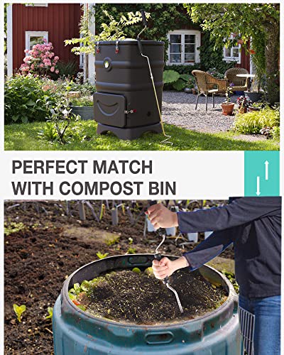 Stainless Steel Compost Aerator Tool - Manual Turner & Mixer for Compost Tumblers and Bins | Faster Decomposition, Rust-Proof - size: Double Handle