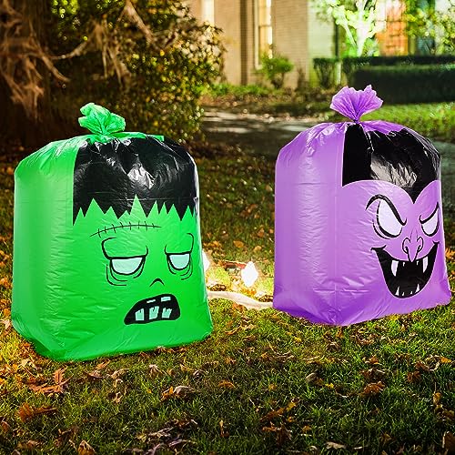 Qilery 8 Pcs Halloween Lawn Leaf Bags, Large Pumpkin Trash Bags