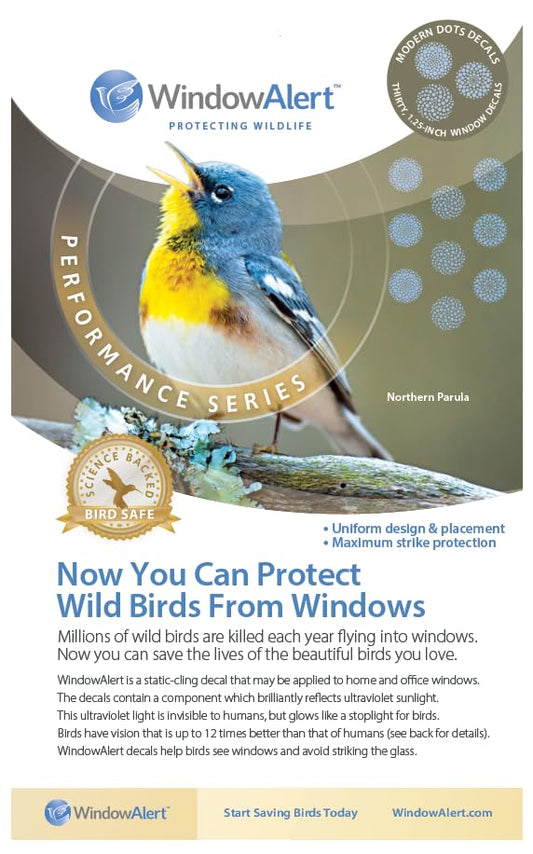 WindowAlert Modern Dots UV Reflective Window Decals, 30 Pack for Birds - color: Modern Dots, size: 1-Pack