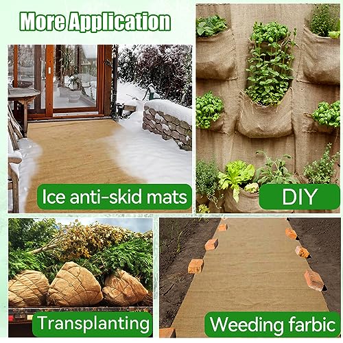 ANPHSIN 30ftx40in Natural Burlap Plant Covers Freeze Protection - size: 30ft