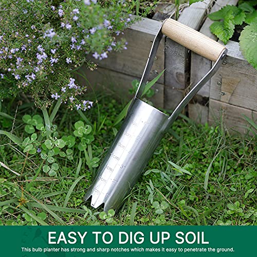 Garden Bulb Planter with 6 inches Depth Mark, Bulb Transplanter - size: 14.3in Bulb Planter