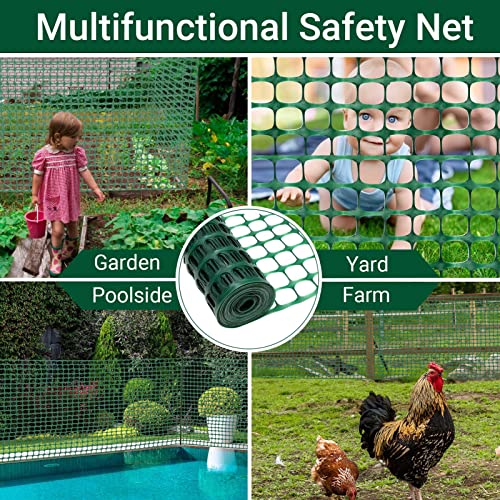DOEWORKS Plastic Safety Fence, 4 ft x 100 ft Barrier Netting, Green - color: Green