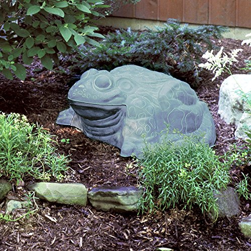 EMSCO Darwood Frog Hose Hider – Decorative Garden Hose Storage Statue – Holds 100 ft 5/8" Hose – Weather-Resistant Resin, Patina Finish - style: Frog Without Hose Reel