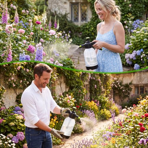4 Pcs Plastic Handheld Pump Sprayer 1/2 Gallon Garden Pressure Spray Bottle with Adjustable Brass Nozzle Water Pump Sprayer for Plants Cleaning Household Gardeners Tasks (Clear) - color: Clear